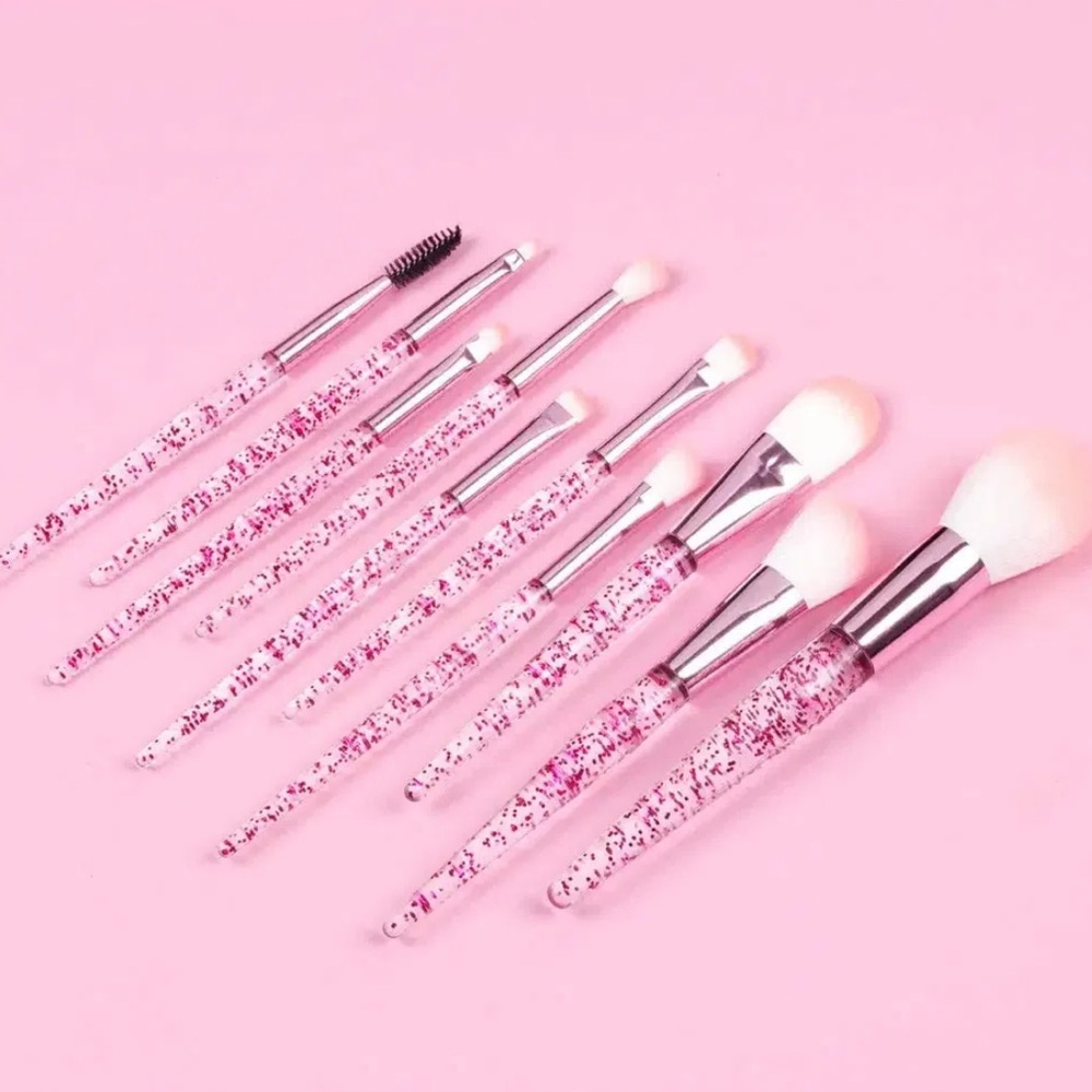 Ten Piece Makeup Brush Set with Glitter Handle Professional Full Coverage - Picture 7 of 11